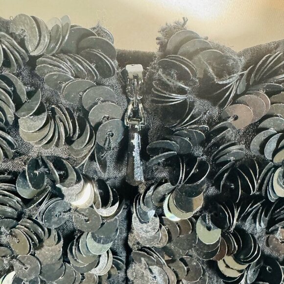 Le Lis Blanc Black Sequin Sleeveless Tank Womens L 100% Viscose Vintage Evening - Picture 7 of 8